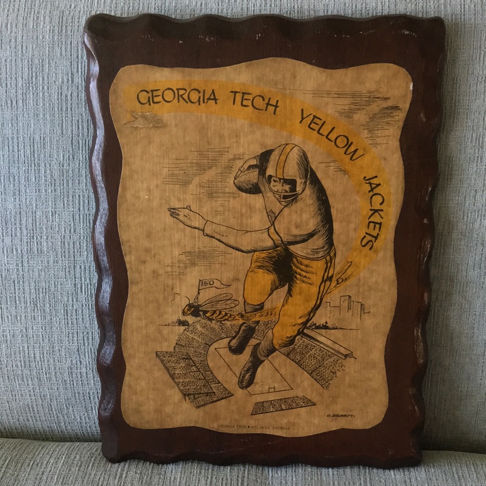 Vintage Georgia Tech Yellow Jackets Football Wall Plaque